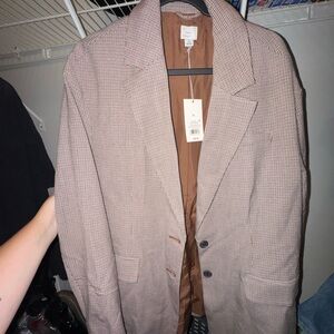 A New Day Brown Checkered Blazer